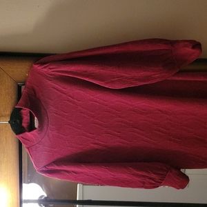 Deep pink sweater dress with puffed sleeves